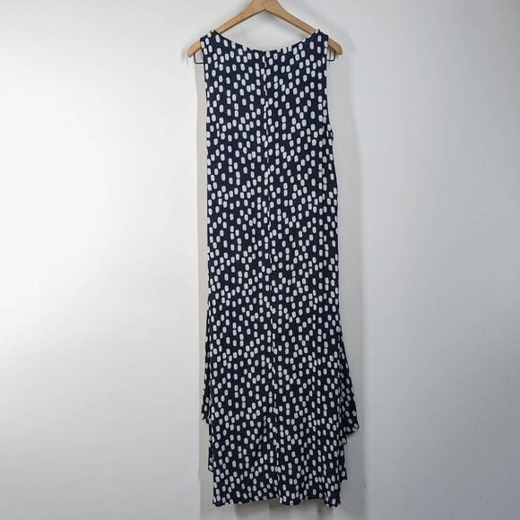 Mister Zimi Sleeveless High Low Shift Dress Navy Print Size 10 AU 6 US Preowned - Picture 3 of 7